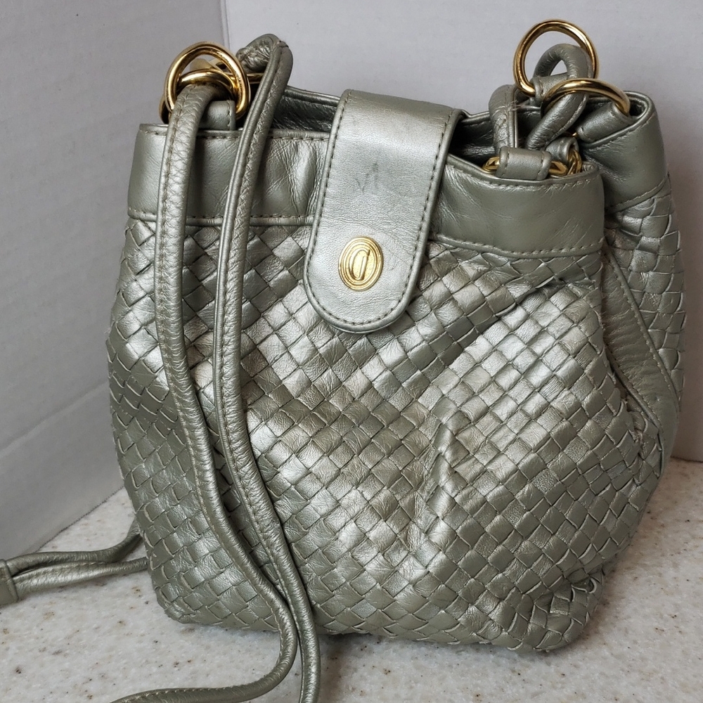 Vintage Ganson Woven Leather Bucket Bag